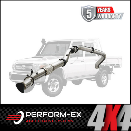 PERFORM-EX 4" STAINLESS STEEL TURBO BACK SIDE EXIT EXHAUST SYSTEM FITS TOYOTA LANDCRUISER VDJ79R 4.5L V8 2016-2025 - NO CAT/PIPE ONLY (TY219-POS-SS)