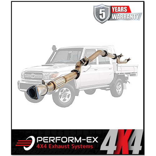 PERFORM-EX 4" STAINLESS STEEL TURBO BACK EXHAUST SYSTEM FITS TOYOTA LANDCRUISER VDJ79R 4.5L V8 2016-2025 - NO CAT/PIPE ONLY (TY219-POSS)