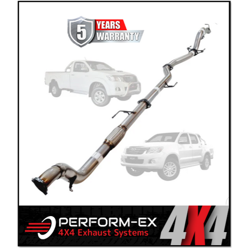 PERFORM-EX 3" STAINLESS STEEL PIPE ONLY TURBO BACK EXHAUST SYSTEM FITS TOYOTA HILUX KUN26R 3.0L 4CYL 2005-2015