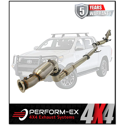 PERFORM-EX 3" TURBO BACK STAINLESS STEEL CAT/HOTDOG EXHAUST SYSTEM FITS TOYOTA HILUX GUN126R 2.8L 4CYL 2015-ON