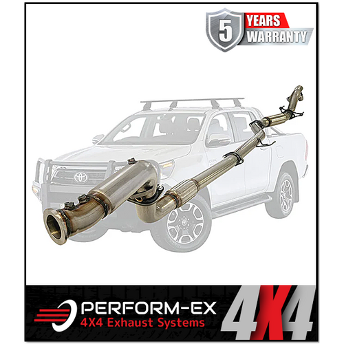 PERFORM-EX 3" TURBO BACK STAINLESS STEEL WITH HOTDOG EXHAUST SYSTEM FITS TOYOTA HILUX GUN126R 2.8L 4CYL 2015-ON