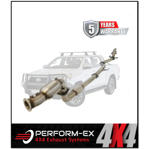 PERFORM-EX 3" TURBO BACK STAINLESS STEEL CAT/PIPE ONLY EXHAUST SYSTEM FITS TOYOTA HILUX GUN126R 2.8L 4CYL 2015-ON
