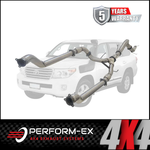 PERFORM-EX 3" TWIN INTO SINGLE 4" TURBO BACK EXHAUST SYSTEM FITS TOYOTA LANDCRUISER VDJ200R 2007-2015 - NO CATS/PIPE ONLY (TY432-POSS)