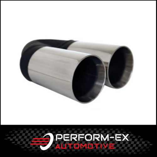 STRAIGHT CUT INNER CONE STAINLESS STEEL EXHAUST TIP - 2.5" INLET - TWIN 3" OUTLET (9" LONG)