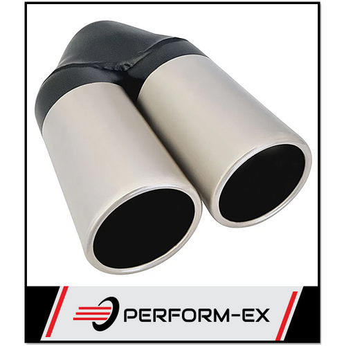 STRAIGHT CUT ROLLED IN STAINLESS STEEL EXHAUST TIP - 2.5" INLET - TWIN 3" OUTLET (9" LONG)