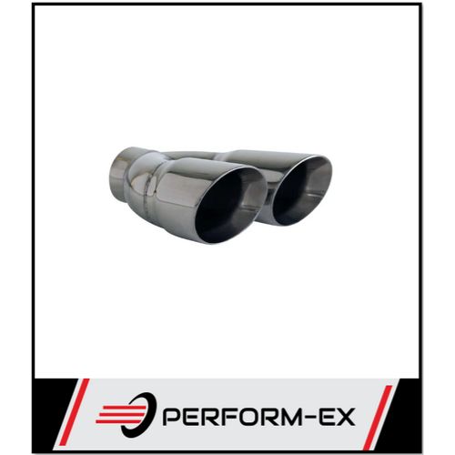 ANGLE CUT INNER CONE STAINLESS STEEL EXHAUST TIP - 3" INLET - TWIN 3.5" OUTLET (LHS)