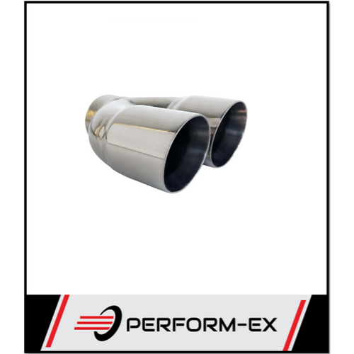 ANGLE CUT INNER CONE STAINLESS STEEL EXHAUST TIP - 3" INLET - TWIN 3.5" OUTLET (RHS)
