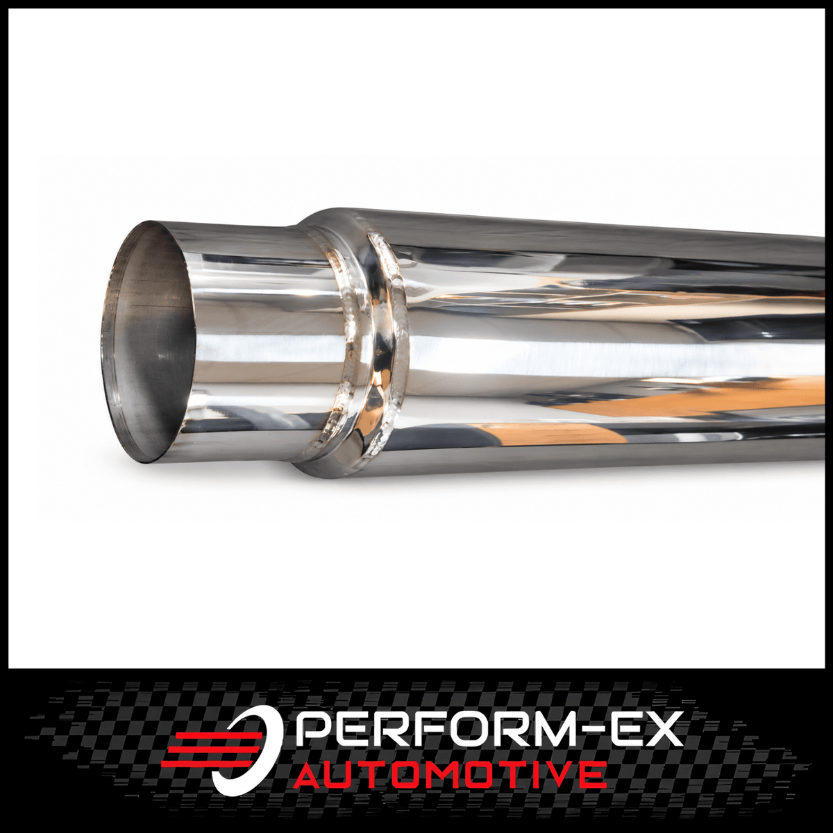 UNIVERSAL 304 STAINLESS STEEL MUFFLER 4" CENTRE/CENTRE - 14" LONG X 5" ROUND - MEGA FLOW (BW14CC400M-304NP)