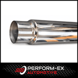 UNIVERSAL 304 STAINLESS STEEL MUFFLER 4" CENTRE/CENTRE - 14" LONG X 5" ROUND - MEGA FLOW (BW14CC400M-304NP)