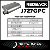 8" x 4" OVAL 14" LONG 2.5" O/C GLASS PACKED REDBACK UNIVERSAL MUFFLER (J727GPC)