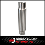 UNIVERSAL 304 STAINLESS STEEL MUFFLER 4" CENTRE/CENTRE - 14" LONG X 5" ROUND - MEGA FLOW (BW14CC400M-304NP)