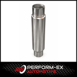 UNIVERSAL 304 STAINLESS STEEL MUFFLER 4" CENTRE/CENTRE - 14" LONG X 5" ROUND - MEGA FLOW (BW14CC400M-304NP)