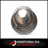 UNIVERSAL 304 STAINLESS STEEL MUFFLER 4" CENTRE/CENTRE - 14" LONG X 5" ROUND - MEGA FLOW (BW14CC400M-304NP)