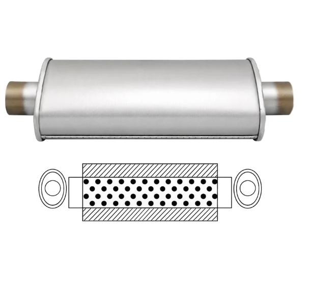 UNIVERSAL MUFFLER 1.75" CENTRE/CENTRE - 5" X 3" X 18" LONG OVAL - GLASS PACKED (A342GP)