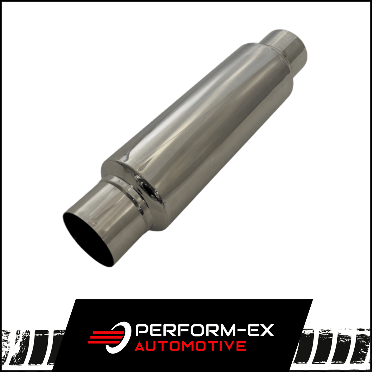 UNIVERSAL 304 STAINLESS STEEL MUFFLER 3.5" CENTRE/CENTRE - 14" LONG X 5" ROUND - MEGA FLOW (BW14CC350M-304NP)