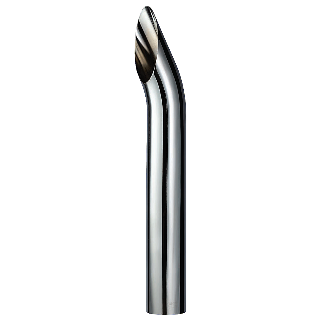CHROME EXHAUST STACK CURVED 5" OD X 72" (1830MM) LONG WITH PLAIN INLET (CPS5072)