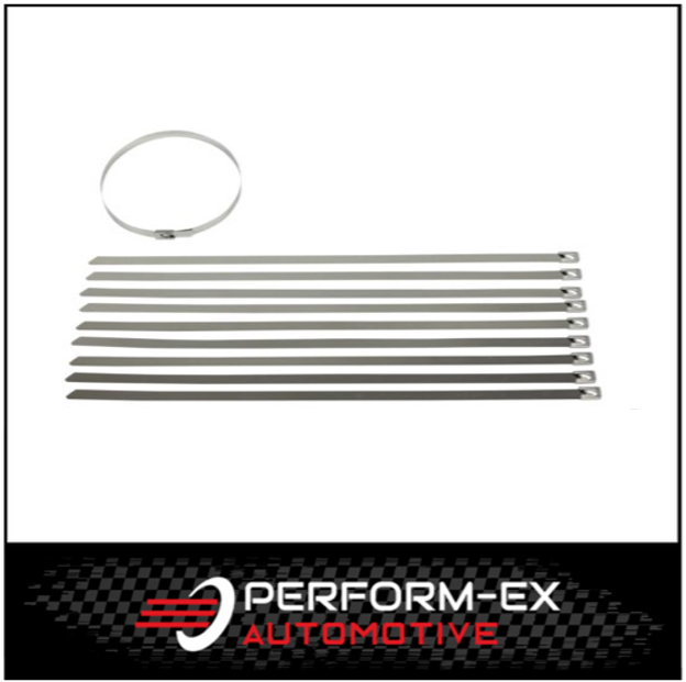 EXHAUST LAGGING STAINLESS STEEL CABLE TIES 350MM X 8MM (10 PACK)