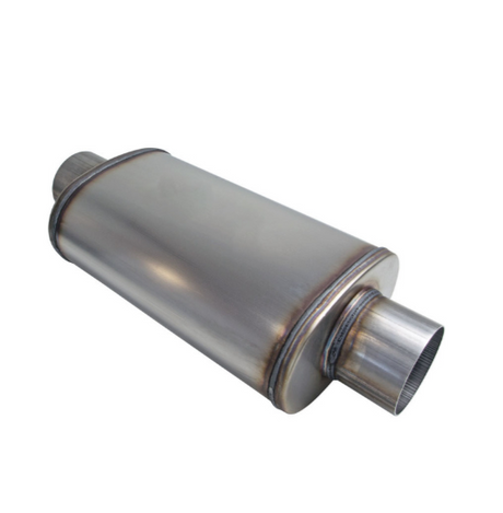 9" X 5" OVAL 14" LONG 4" C/C MEGA POWER 409 STAINLESS STEEL UNIVERSAL MUFFLER (D1026-409)