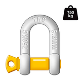 TAG DROP FORGED CARBON STEEL D-SHACKLE - LOAD RATE 750KG 8MM (DSG008)