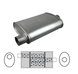 10" X 4" OVAL 14" LONG 2.5" O/C TRIFLOW REDBACK UNIVERSAL MUFFLER (F727GP)