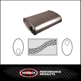 10" X 4" OVAL 14" LONG 2.5" O/O MEGA FLOW REDBACK UNIVERSAL MUFFLER NO SPIGOTS (F728MN)