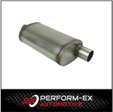 UNIVERSAL 409 STAINLESS STEEL MUFFLER 3" OFFSET/CENTRE - 11" X 5" X 18" LONG OVAL - MEGA FLOW (H843M-409)