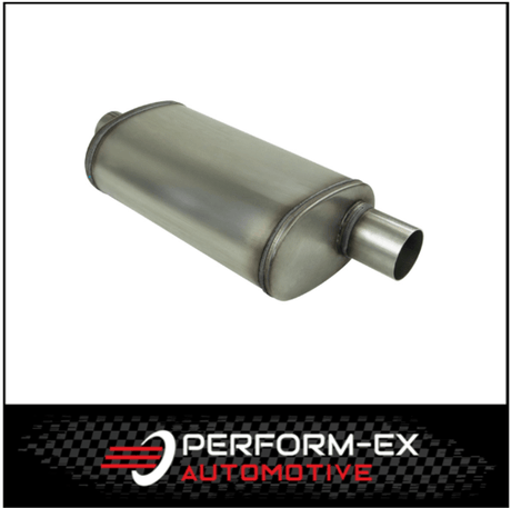 UNIVERSAL 409 STAINLESS STEEL MUFFLER 3" OFFSET/CENTRE - 11" X 5" X 18" LONG OVAL - MEGA FLOW (H843M-409)