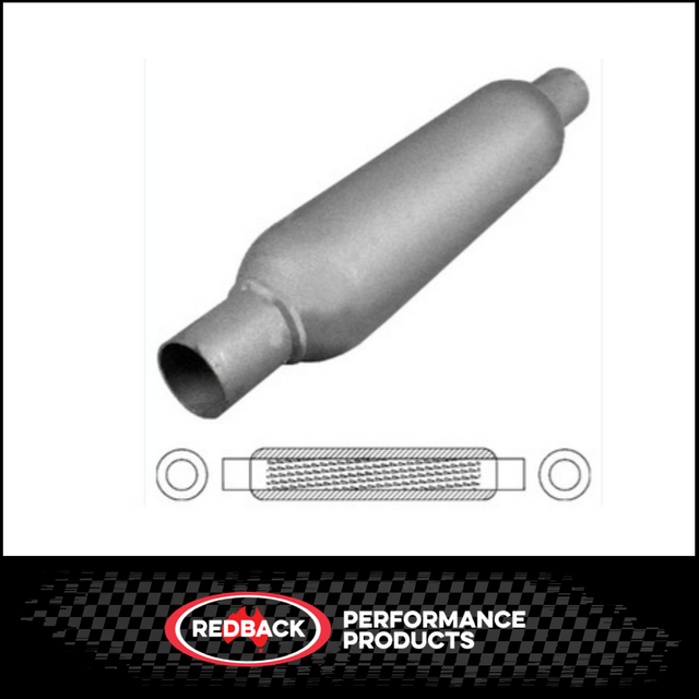 12" LONG X 2.5" 63MM IN/OUT REDBACK LOUVERED HOTDOG EXHAUST (HD12250)
