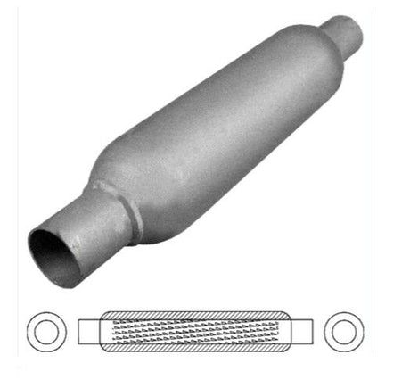 15" LONG X 2" 51MM IN/OUT REDBACK LOUVERED HOTDOG EXHAUST (HD15200)