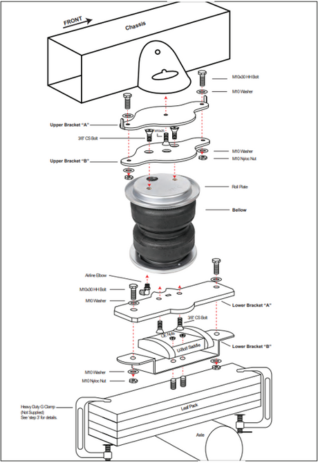 POLYAIR AIRBAG SUSPENSION KIT (STANDARD HEIGHT) FITS FORD RANGER SUPER DUTY T6.2 9/2025-ON (88378ULT)