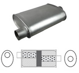 8" X 4" OVAL 14" LONG 2.25" O/C GLASS PACKED REDBACK UNIVERSAL MUFFLER (J627GPC)