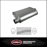 8" x 4" OVAL 14" LONG 2.25" O/C MEGA FLOW REDBACK UNIVERSAL MUFFLER NO SPIGOTS (J627MN)