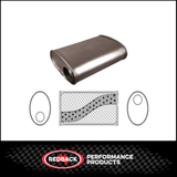 8" X 4" OVAL 14" LONG 2.25" O/O MEGA FLOW REDBACK UNIVERSAL MUFFLER NO SPIGOTS (J628MN)
