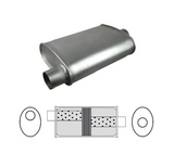 8" x 4" OVAL 14" LONG 2.5" O/C GLASS PACKED REDBACK UNIVERSAL MUFFLER (J727GPC)