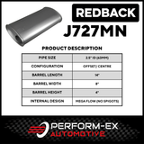 8" x 4" OVAL 14" LONG 2.5" O/C MEGA FLOW REDBACK UNIVERSAL MUFFLER NO SPIGOTS (J727MN)