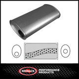 8" x 4" OVAL 14" LONG 2.5" O/C MEGA FLOW REDBACK UNIVERSAL MUFFLER NO SPIGOTS (J727MN)