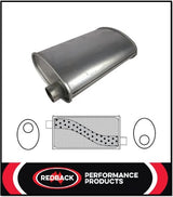 8" X 4" OVAL 14" LONG 2.5" O/O MEGA FLOW REDBACK UNIVERSAL MUFFLER (J728M)