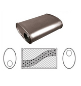 8" X 4" OVAL 14" LONG 2.5" O/O MEGA FLOW REDBACK UNIVERSAL MUFFLER NO SPIGOTS (J728MN)