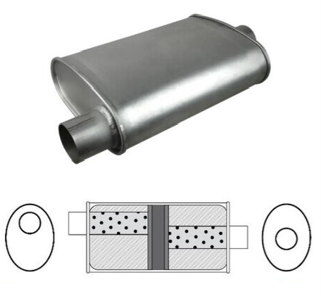 8" X 4" OVAL 16" LONG 2.5" O/C GLASS PACKED REDBACK UNIVERSAL MUFFLER (J735GPC)