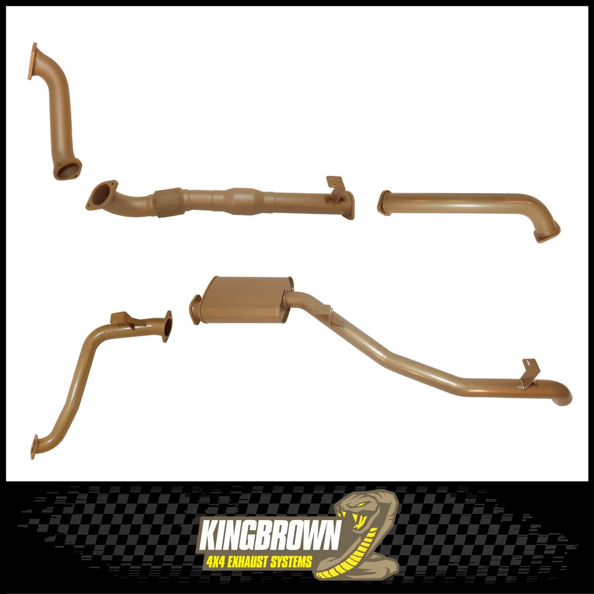 KING BROWN 3" TURBO BACK EXHAUST SYSTEM FITS TOYOTA LANDCRUISER HDJ79R 4.2L 1HD-FTE 11/2001-6/2007 - CAT/MUFFLER (KB12004-XCMX)