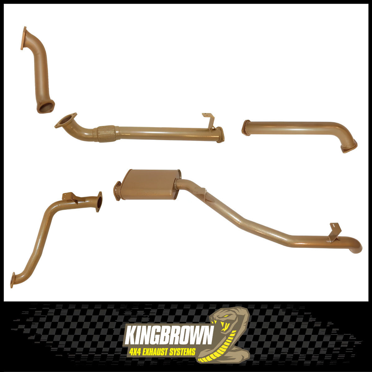 KING BROWN 3" TURBO BACK EXHAUST SYSTEM FITS TOYOTA LANDCRUISER HDJ79R 4.2L 1HD-FTE 11/2001-6/2007 - NO CAT/MUFFLER (KB12004-XXMX)
