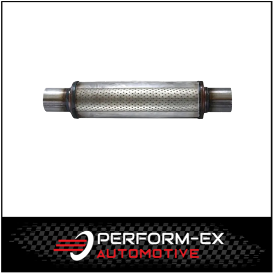 UNIVERSAL STAINLESS STEEL MUFFLER 3" CENTRE/CENTRE - 14" LONG X 4" ROUND - MEGA FLOW (L826M-409)