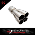 PERFORM-EX 1.75" ID IN TO 3" OD OUTLET 304 STAINLESS MERGE COLLECTOR (4 INTO 1)