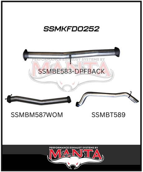 MANTA 3" DPF BACK EXHAUST SYSTEM FITS FORD RANGER PXII PXIII 3.2L 10/2016-2022