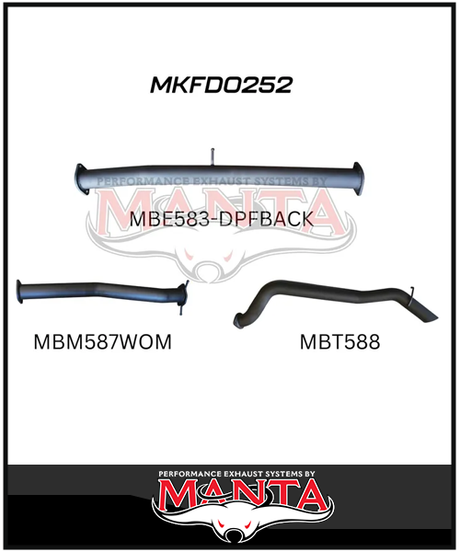 MANTA 3" DPF BACK EXHAUST SYSTEM FITS FORD RANGER PXII PXIII 3.2L 10/2016-2022