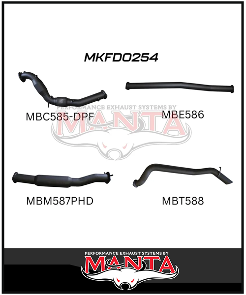 MANTA 3" TURBO BACK EXHAUST SYSTEM WITH SIDE EXIT (DPF DELETE) FITS FORD RANGER PXII PXIII 3.2L TD 10/2016-2022