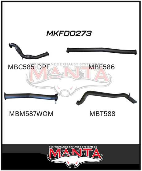 MANTA 3" TURBO BACK EXHAUST SYSTEM WITH SIDE EXIT (DPF DELETE) FITS FORD RANGER PXII PXIII 3.2L TD 10/2016-2022