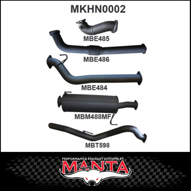 MANTA 3" TURBO BACK EXHAUST SYSTEM WITH NO CAT/MUFFLER FITS HOLDEN COLORADO RC 3.0L 4CYL LWB 2010-2012