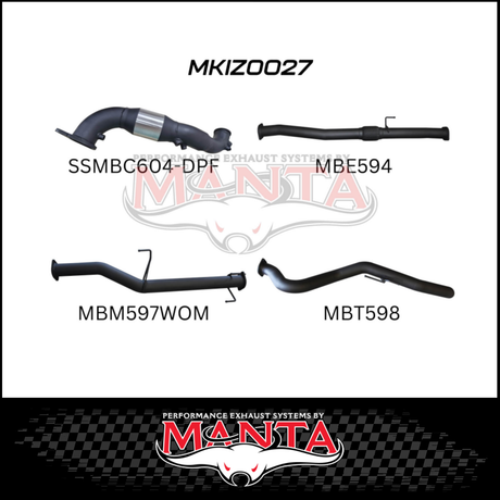 MANTA 3" TURBO BACK EXHAUST SYSTEM (DPF DELETE) FITS ISUZU D-MAX TF 3.0L TD 4CYL 2016-6/2020