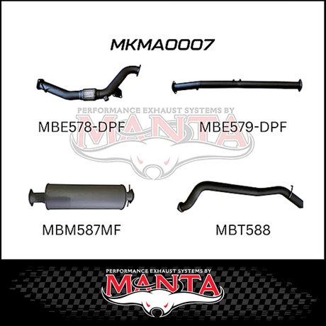 MANTA 3" TURBO BACK EXHAUST SYSTEM (DPF DELETE) FITS MAZDA BT-50 UR 3.2L TD 5CYL 2016-2020 - CAT/HOTDOG (MKMA0021)